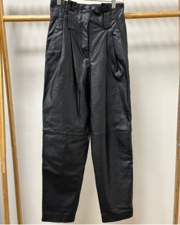 Kalhoty dámské Pinko černé koženkové s vysokým pasem